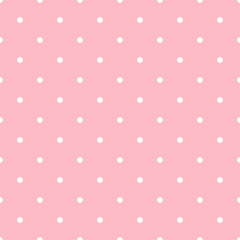 Pink and White Polka Dots Pattern Repeat Background