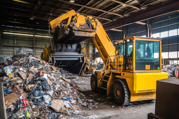 Special recycling equipment sorting trash to be recycled again , environmental care. Generative AI