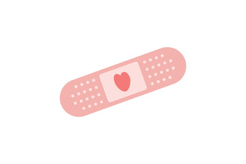 Adhesive plaster with heart, injury tape plaster for blood donor concept