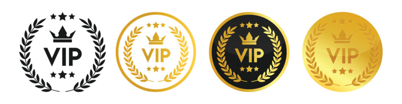 Vip icon set in trendy style,Gold VIP vector sign. Premium and Luxury VIP badge