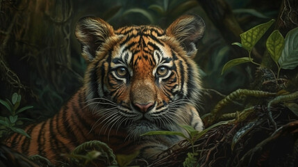 Obraz na płótnie Canvas tiger on the rock