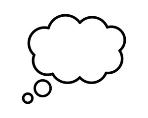 Chat bubble icon. Circle, round vector think speech bubble. Blank, empty think symbol template.