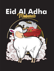 Eid al adha vector with animal farm object