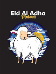 Eid al adha vector with animal farm object