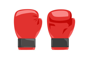 Red boxing glove vector illustration, front and back. Isolated on white background. Sport equipment