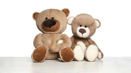 Cute teddy bears isolated on white. Children's toys