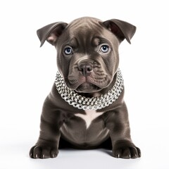American Bully puppy isolated on a white background