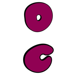 Carton Illustration of 3d O and C