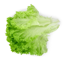 Fresh green lettuce leaves isolated on white, top view