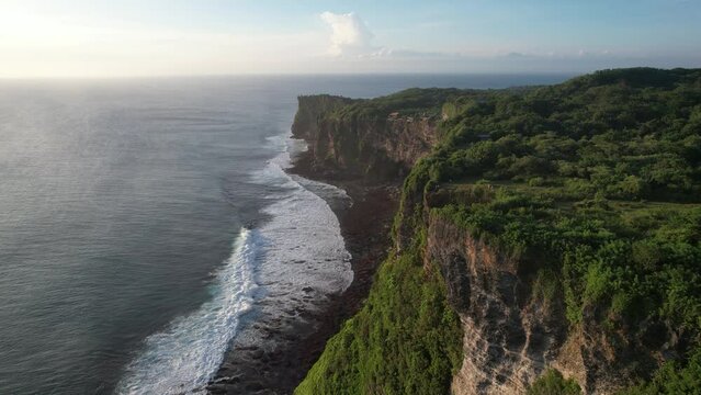 Aerial Karang Boma Cliff Uluwatu Pecatu Bali during Sunset