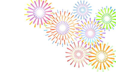 透明水彩タッチの花火イメージ背景画像	
