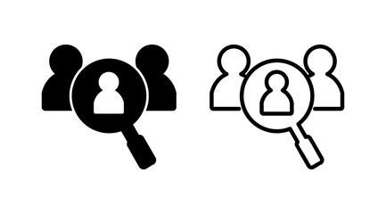 Hiring icon vector. search job vacancy icon. magnifying glass looking for people