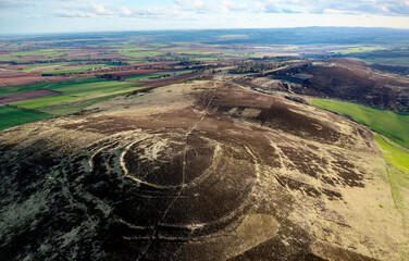 Brown Caterthun. Complex prehistoric 2000+ years structure. 9 radiating entrances through multiple...
