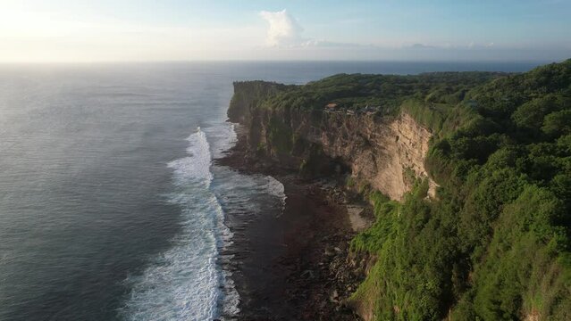 Aerial Karang Boma Cliff Uluwatu Pecatu Bali during Sunset