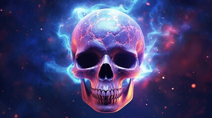 cosmic skull, digital art illustration