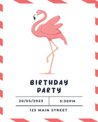 illustration of a flamingo. invitation on party with flamingo. birthday invitation