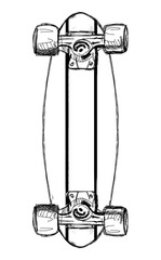 Hand drawing stylized skateboard in one color © Jusie