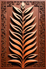 3d chinese wood carving of  leafs. (AI-generated fictional illustration)

