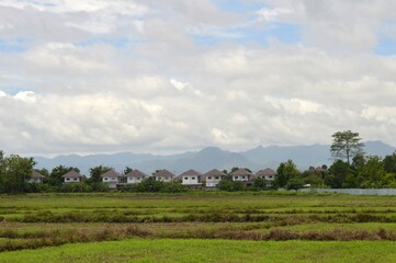 landscape of village and sky