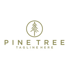 Pine Tree Simple Line Logo Template. Universal creative premium symbol. Vector illustration. Creative Minimal design template