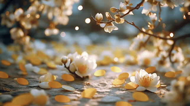 Beautiful yellow jasmine flower and bokeh background.