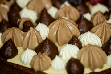 Chocolate cream cake details.