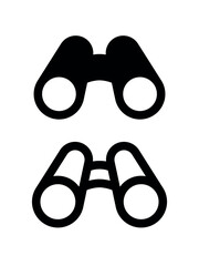 Binoculars icon. Attribute of the army and navy. Symbol of observation or magnification. Reconnaissance device. - obrazy, fototapety, plakaty