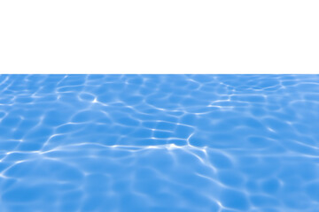Fototapeta premium Blue water with ripples on the surface. Defocus blurred transparent blue colored clear calm water surface texture with splashes and bubbles. Water waves with shining pattern texture background.