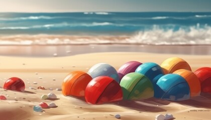 Fototapeta na wymiar Candy Balls on the Beach