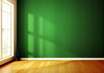 Empty Green Wall Room.Generative AI