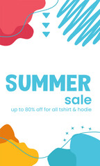 Summer Sale minimalist square banner template. Suitable for social media posts, flyer,backgroud and web internet ads.