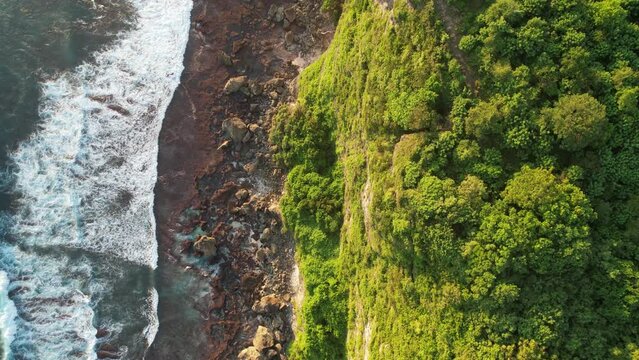 Aerial Karang Boma Cliff Uluwatu Pecatu Bali during Sunset