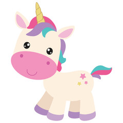 Cute unicorn vector cartoon illustration