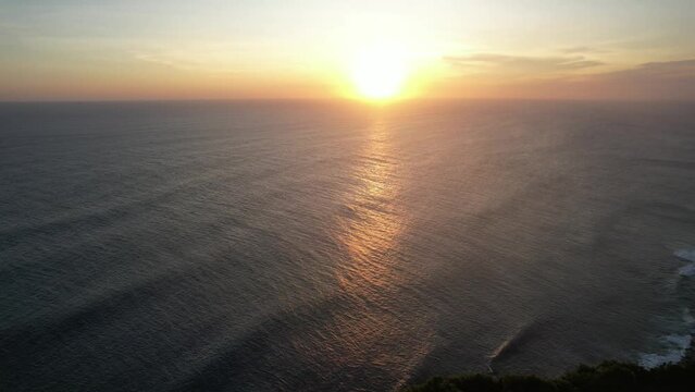 Aerial Karang Boma Cliff Uluwatu Pecatu Bali during Sunset