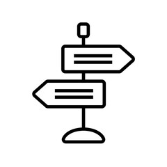 Sign Board Travel and tourism icon with black outline style. signpost, billboard, arrow, traffic, way, street, guide. Vector illustration