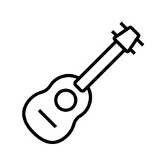 Ukulele Travel and tourism icon with black outline style. guitar, music, instrument, acoustic, sound, play, classical. Vector illustration