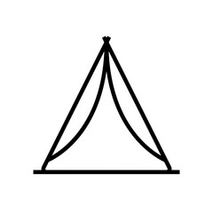 Tent Travel and tourism icon with black outline style. vacation, summer, outdoor, camp, house, adventure, activity. Vector illustration