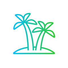 Fototapeta na wymiar Island Travel and tourism icon with green and blue gradient outline style. sea, beach, summer, palm, vacation, nature, tropical. Vector illustration