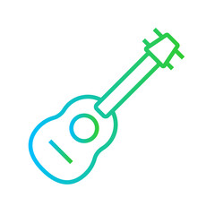 Ukulele Travel and tourism icon with green and blue gradient outline style. guitar, music, instrument, acoustic, sound, play, classical. Vector illustration