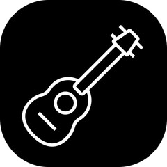 Ukulele Travel and tourism icon with black filled outline style. guitar, music, instrument, acoustic, sound, play, classical. Vector illustration