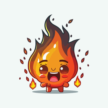 vector cute fire cartoon style