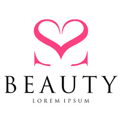Letter SS with Love Heart Symbol Beauty Logo. S fashion logo design.