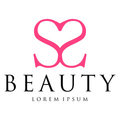 Letter SS with Love Heart Symbol Beauty Logo. S fashion logo design.
