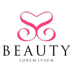 Letter SS with Love Heart Symbol Beauty Logo. S fashion logo design.