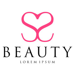 Letter SS with Love Heart Symbol Beauty Logo. S fashion logo design.