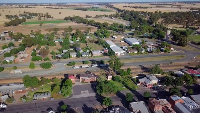 Elmore Victoria Central Business District Aerial Footage (4k) Panorama