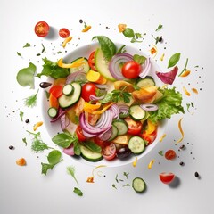 healthy food salad with vegetables isolated on the white background generative AI 