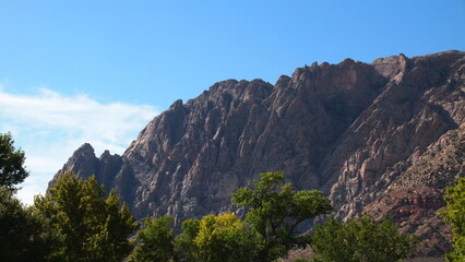 Mountain landscape against the blue sky