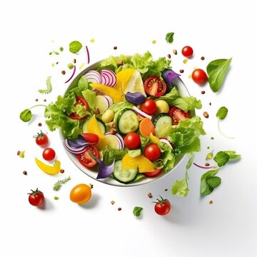vegetable salad isolated on the white background generative AI 