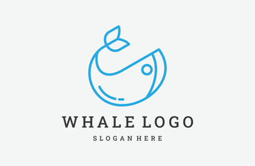 Whale icon logo vector template. Humpback whale .